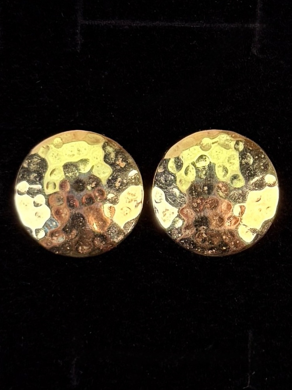 Goldtone Hammered Stud Pierced Earrings
